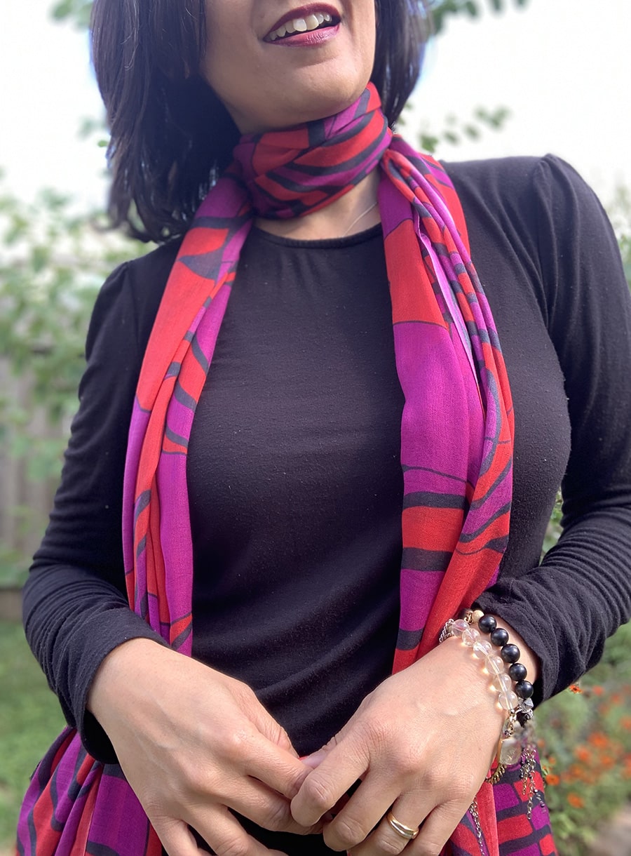 spiral scarf purple red
