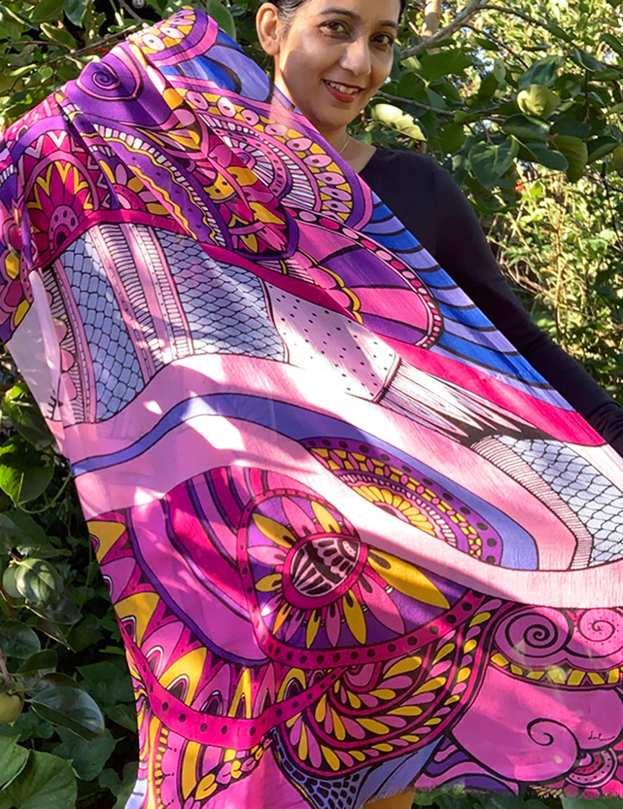 SCARF-ABUNDANCE-fish-pattern-pink-purple-yellow