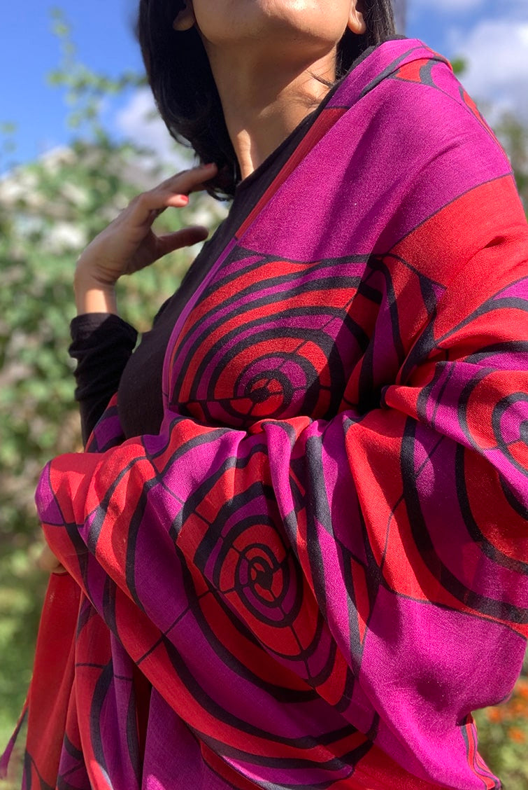 spiral scarf purple red