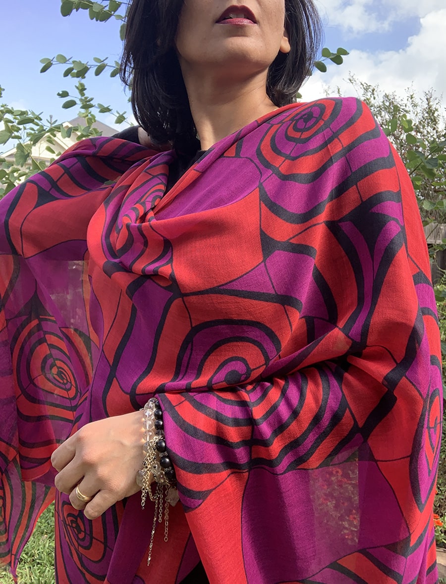 spiral scarf purple red