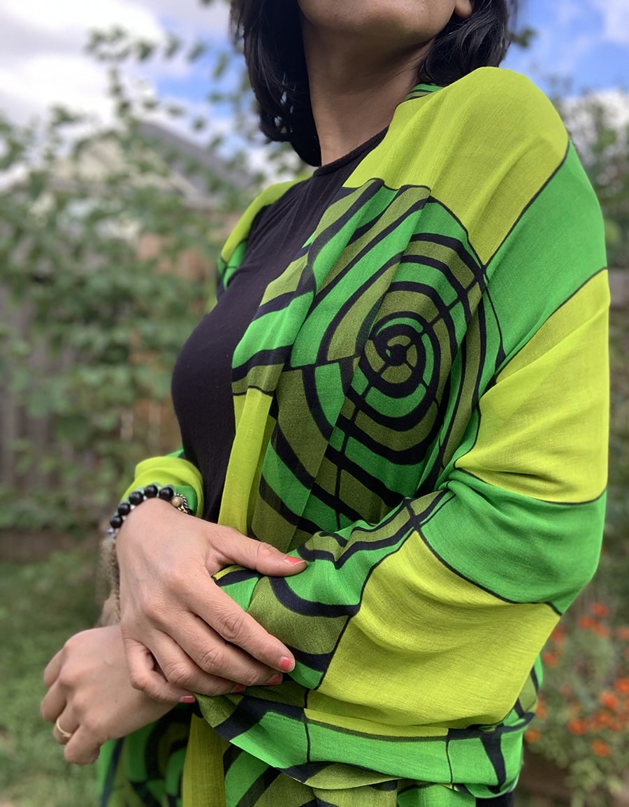 spiral scarf - shades of green