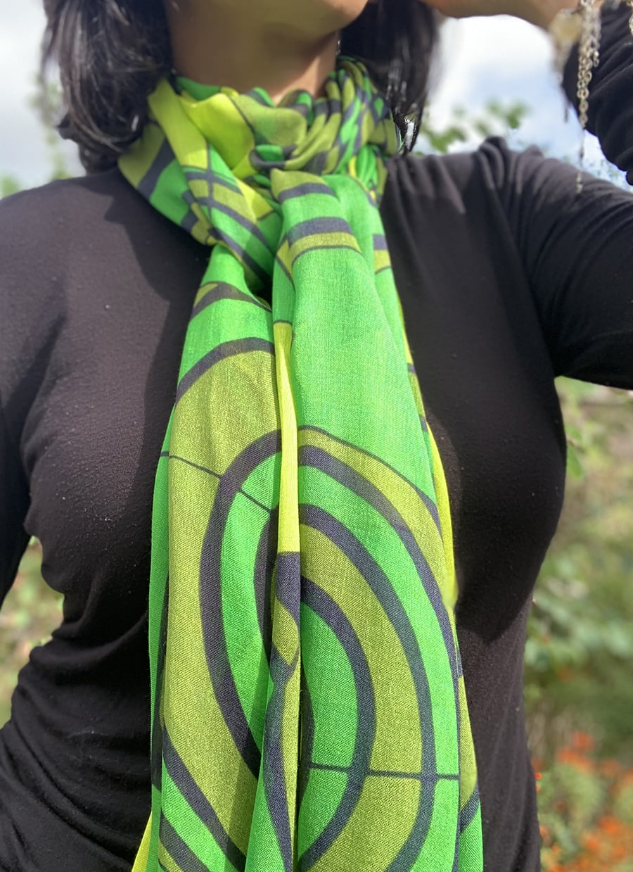 spiral scarf - shades of green