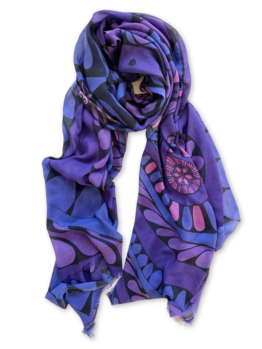 SCARF-I am Abundant-indigo-pink-blue