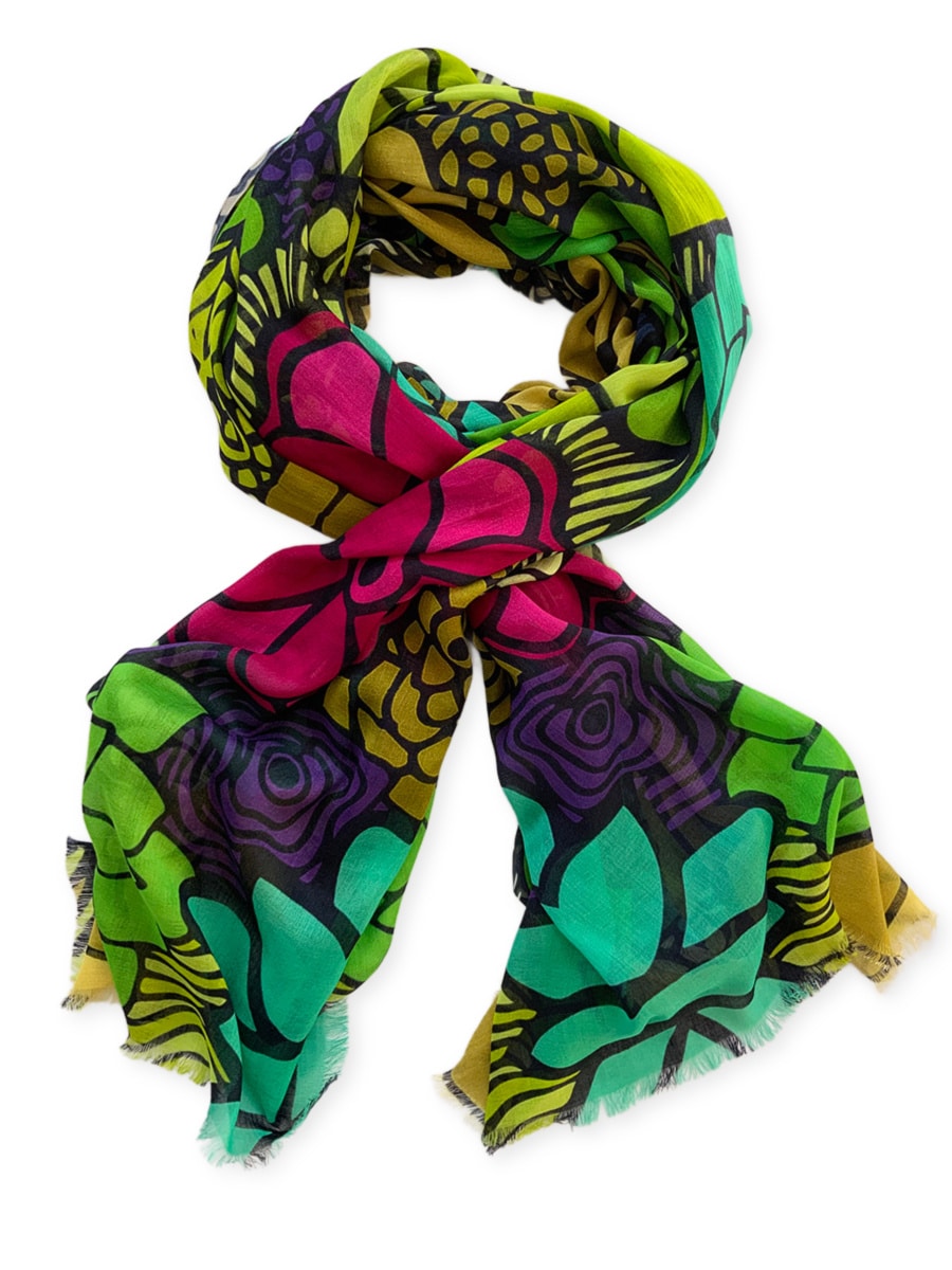 Scarves-bloom-flowers-green-yellow-pink