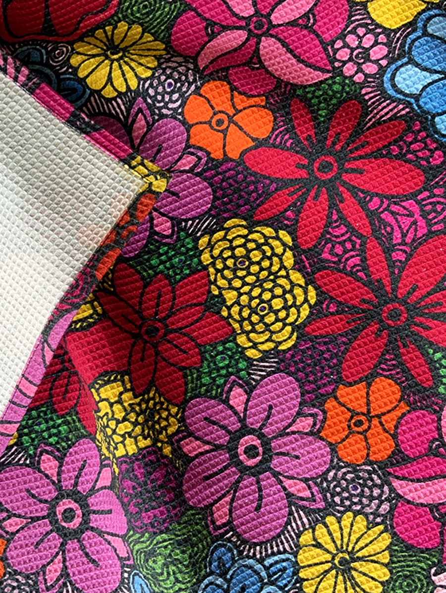 I'm blooming - colorful flower tea towels waffle