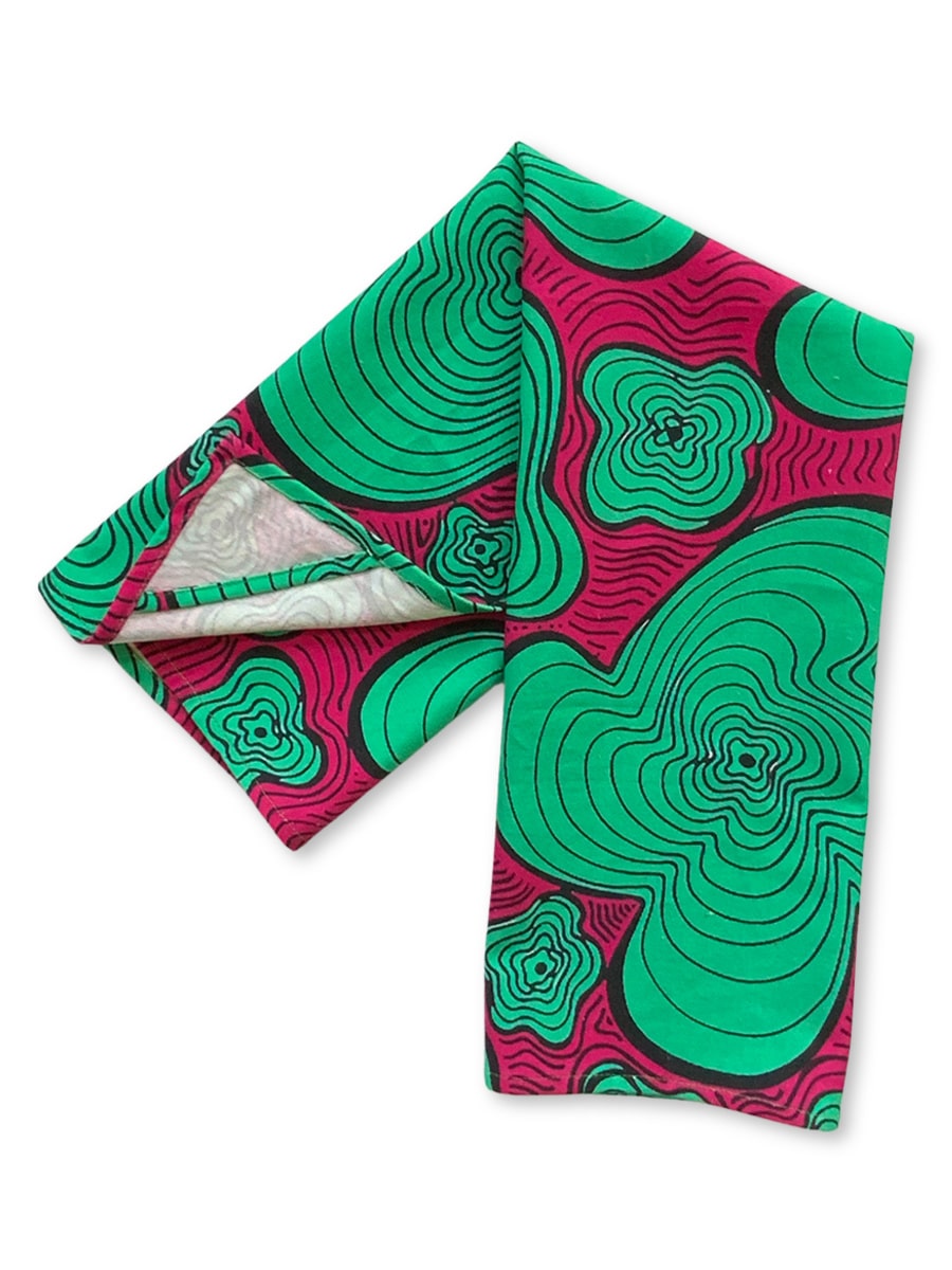 Tea towels-green-pink-squiggly-pattern-plain