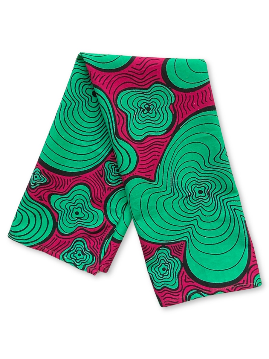 Tea towels-green-pink-squiggly-pattern-plain