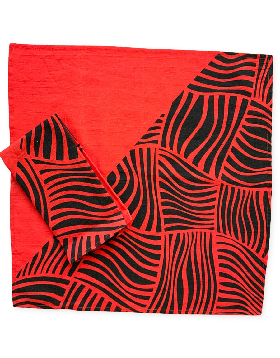 Table napkins-lines-red