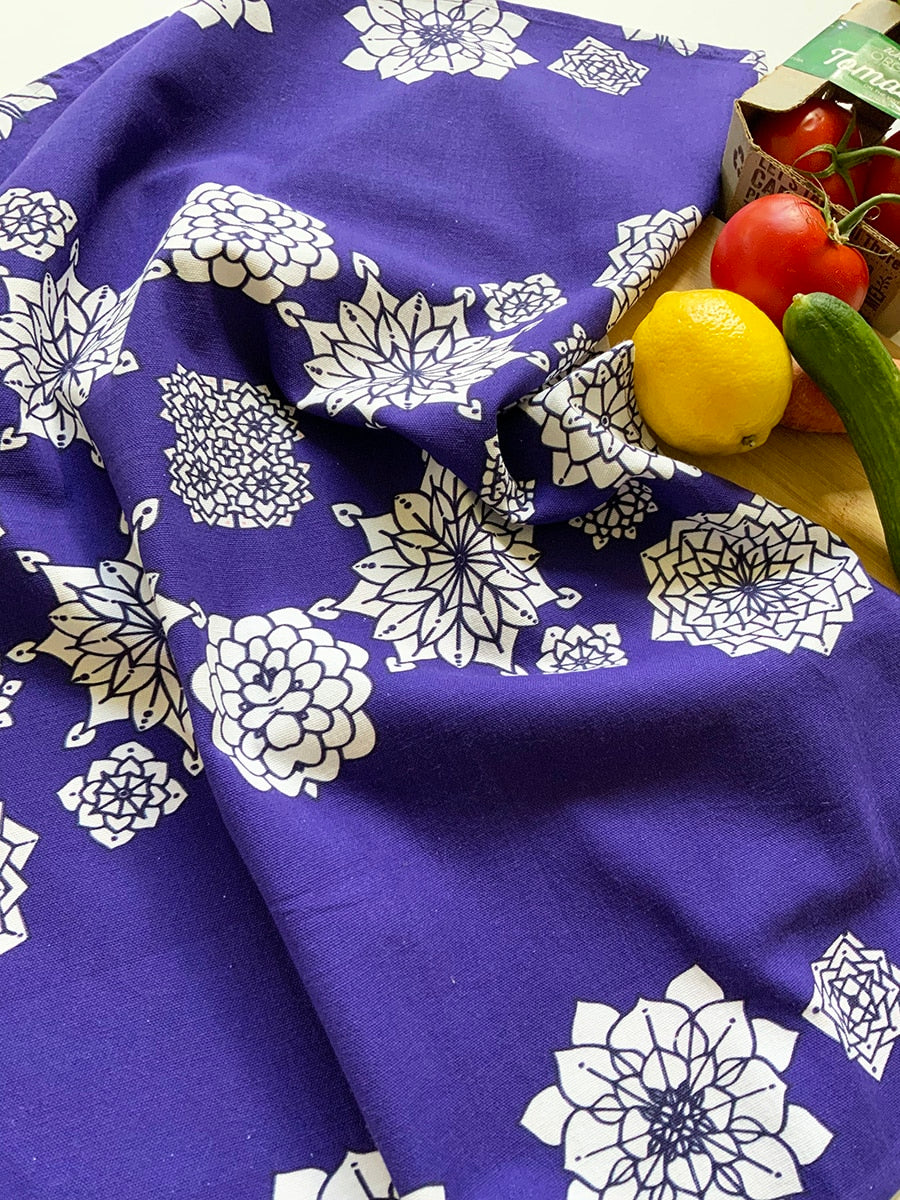 Tea-towel-flower-blue-plain