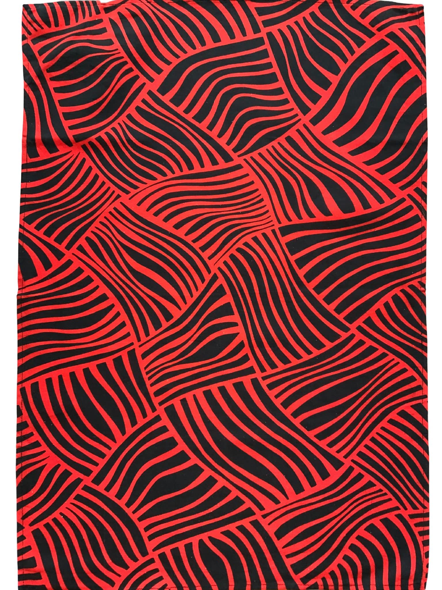 Tea-towel-plain-lines-red-black-pattern