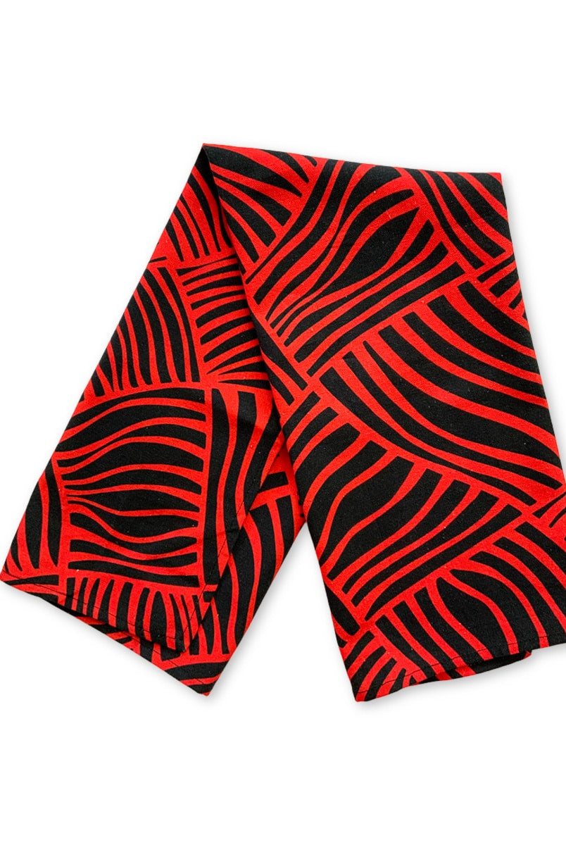 Tea-towel-plain-lines-red-black-pattern