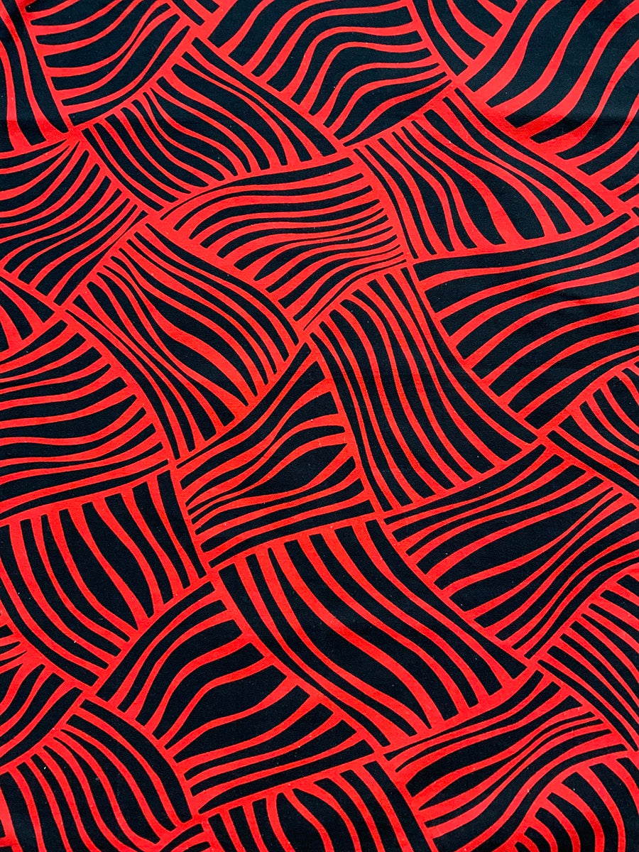 Tea-towel-plain-lines-red-black-pattern