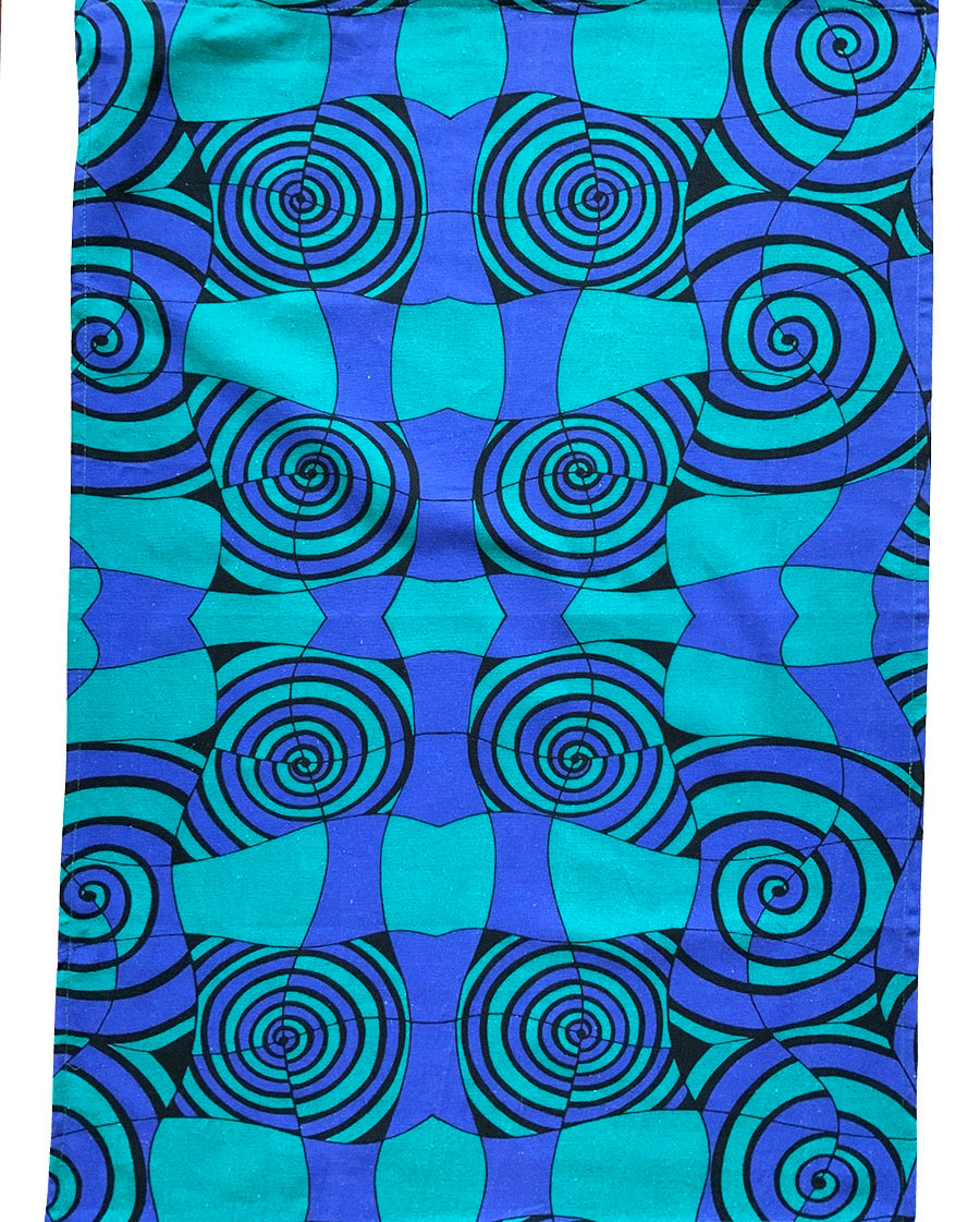 Tea towels-spirals-bluegreen-plain