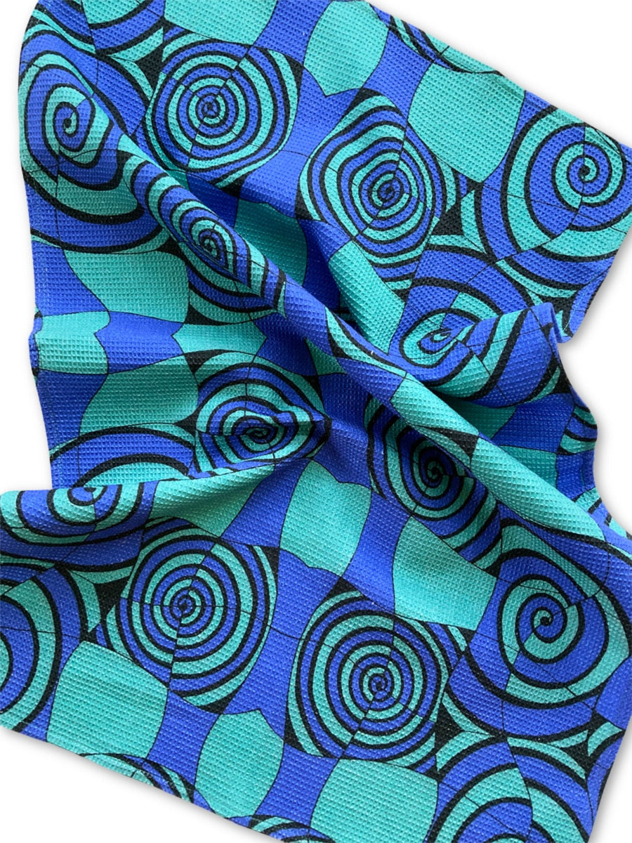 Tea towels-spirals-bluegreen-waffle