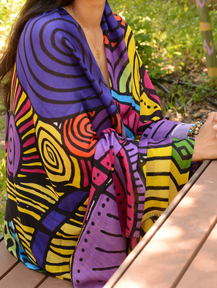 express myself freely modal scarf-pink-yellow